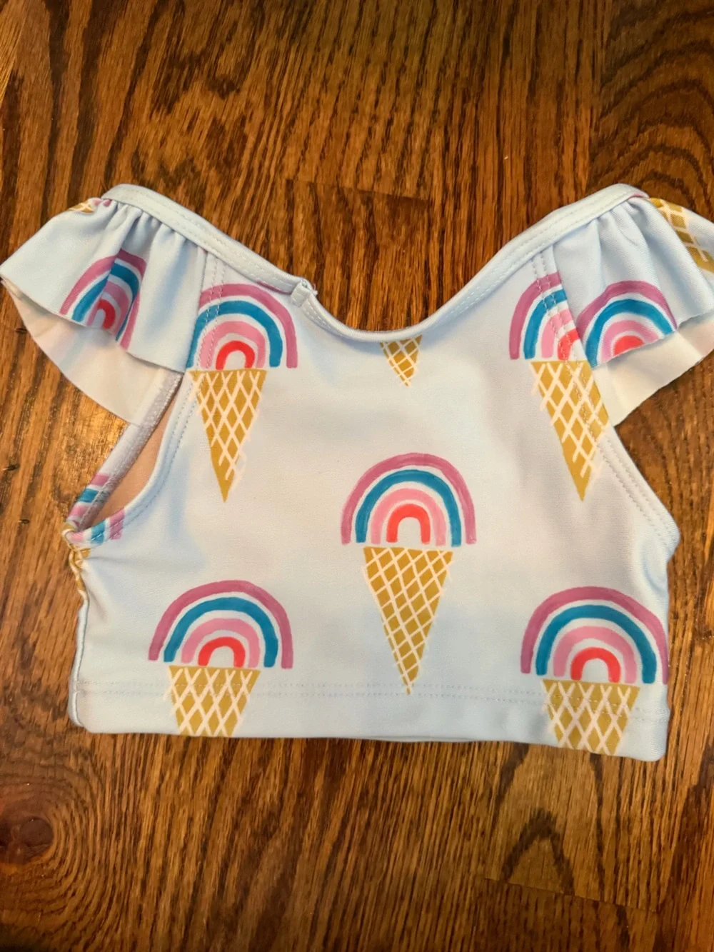 2T - Girls Tea Collection Blue Ice Cream Rainbow Bikini Top